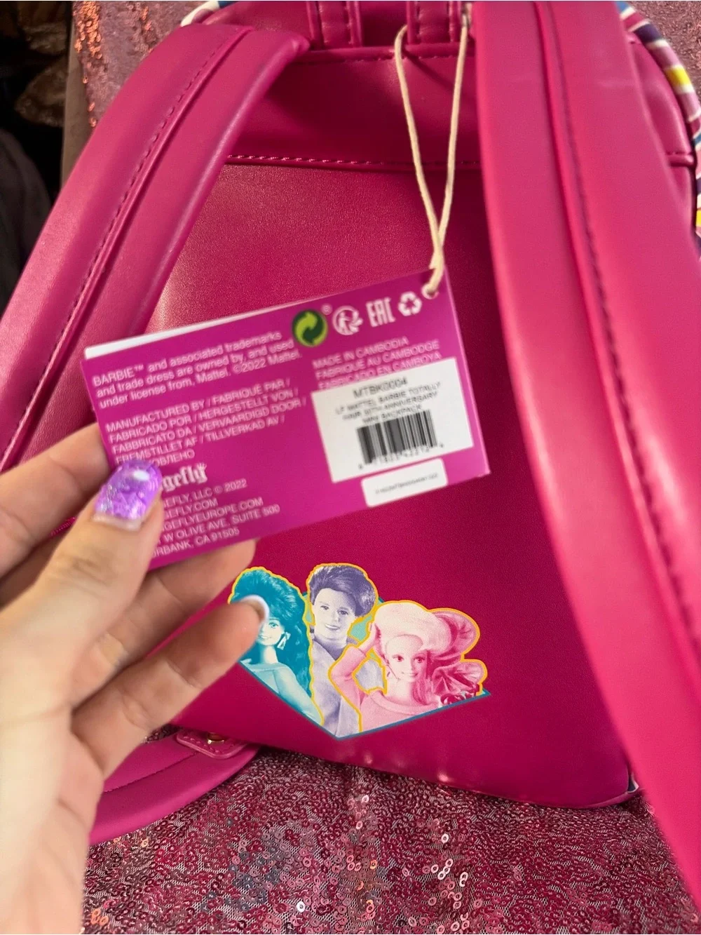 Barbie Loungefly Multicolor Swirl Mini Backpack Totally hair 30th anniversary